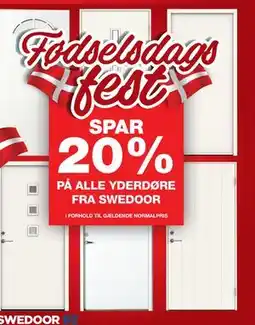 Bauhaus SPAR 20% PÅ ALLE YDERDØRE FRA SWEDOOR tilbud