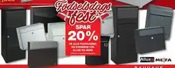Bauhaus SPAR 20% PÅ ALLE POSTKASSER OG STANDERE FRA ALLUX OG MEFA tilbud