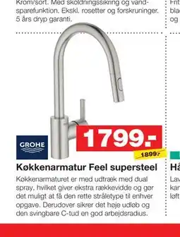 Bauhaus Køkkenarmatur Feel supersteel tilbud