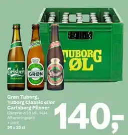 Let-Køb Grøn Tuborg, Tuborg Classic eller Carlsberg Pilsner tilbud