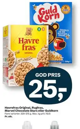 Let-Køb Havrefras Original, Rugfras, Marvel Chocolate Stars eller Guldkorn tilbud