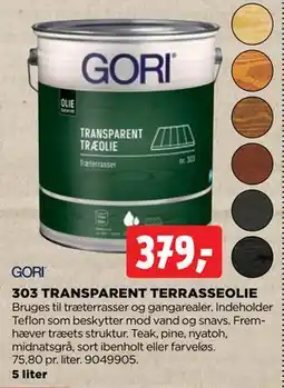 jem & fix GORI 303 TRANSPARENT TERRASSEOLIE tilbud