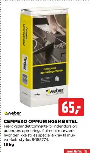 jem & fix CEMPEXO OPMURINGSMØRTEL tilbud