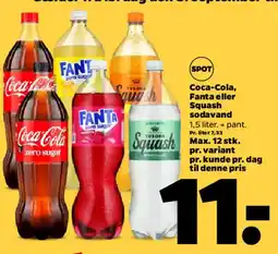 Netto Coca‑Cola, Fanta eller Squash sodavand 1,5 L tilbud