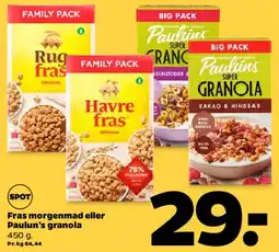 Netto Fras morgenmad / Paulúns granola tilbud