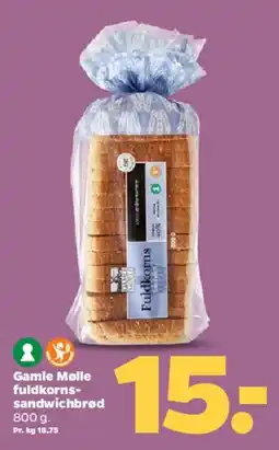 Netto Gamle Mølle fuldkorns-sandwichbrød tilbud