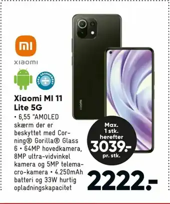Bilka Xiaomi MI 11 Lite 5G tilbud