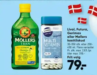 Bilka Livol, Futura, Gerimax eller Møllers kosttilskud tilbud