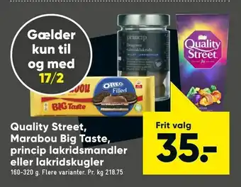 Bilka Quality Street, Marabou Big Taste, princip lakridsmandler eller lakridskugler tilbud