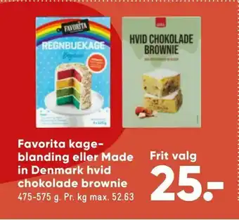Bilka Favorita kage blanding eller Made in Denmark hvid chokolade brownie tilbud