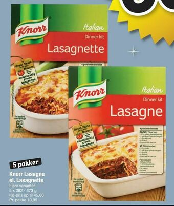Fakta Tyskland Knorr Lasagne el. Lasagnette tilbud