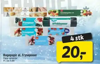 Bagepapir el. Fryseposer