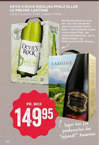MENY Devil's rock riesling pfalz eller le preare lastone tilbud