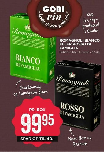 MENY Romagnoli bianco eller rosso di famiglia tilbud