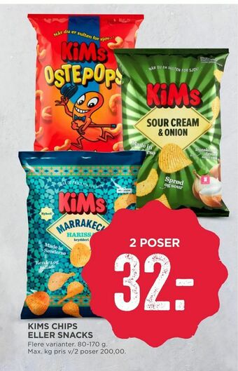 MENY Kims chips eller snacks tilbud