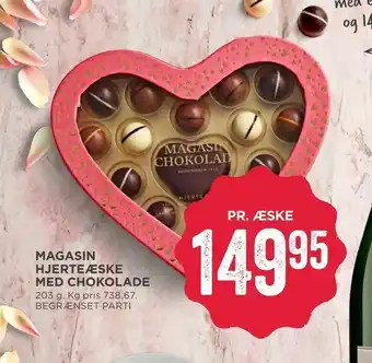 MENY Magasin hjerte æske med chokolade tilbud