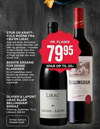 MENY Olivier & lafont lirac eller bellingham shiraz tilbud