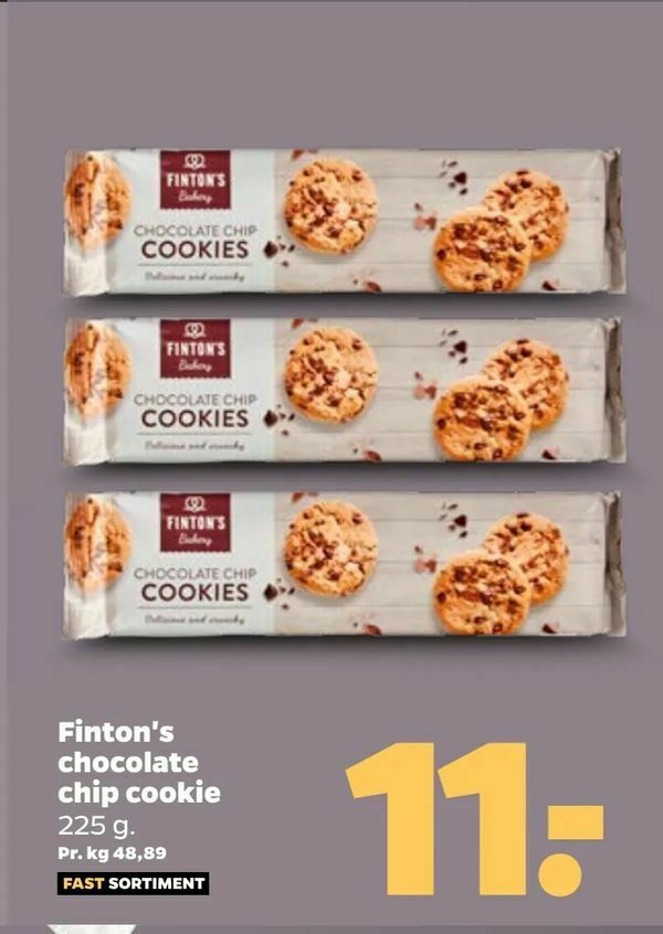 Finton's chocolate chip cookie tilbud hos Netto