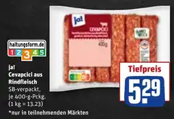 REWE DE ja! Cevapcici aus Rindfleisch tilbud