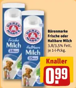 REWE DE Bärenmarke Frische oder Haltbare Milch tilbud