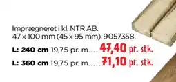 jem & fix Impregneret KL/NTR AB, 47 x 100 mm tilbud