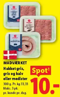 Lidl Madværket hakket gris / gris og kalv / medister tilbud