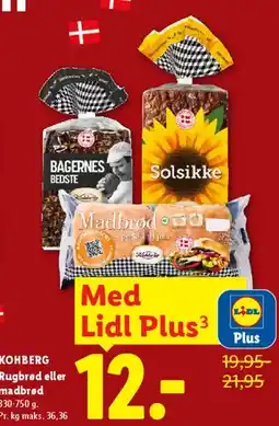 Lidl Kohberg Rugbrød eller madbrød tilbud