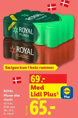 Lidl Royal Pilsner eller Classic - prisblok tilbud