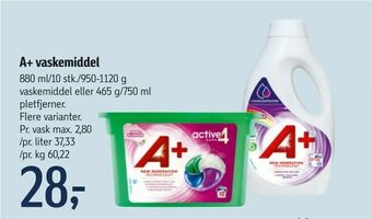 Føtex A+ vaskemiddel tilbud