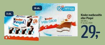 Føtex Kinder mælkesnitte eller Pingui tilbud