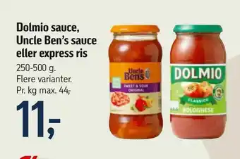 Føtex Dolmio sauce, Uncle Ben's sauce eller express ris tilbud