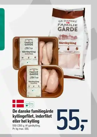 Føtex De danske familiegårde kyllingefilet, inderfilet eller hel kylling tilbud