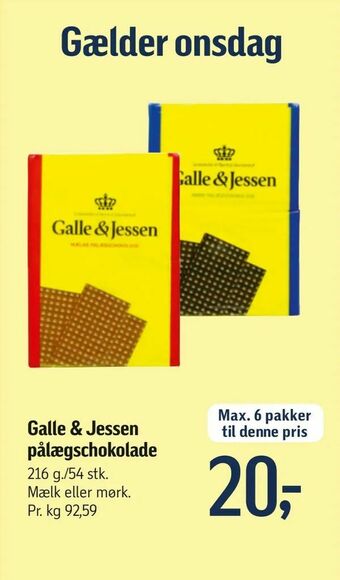 Føtex Galle & Jessen pålægschokolade tilbud