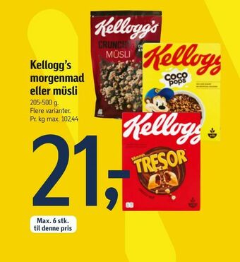 Føtex Kellogg's morgenmad eller müsli tilbud