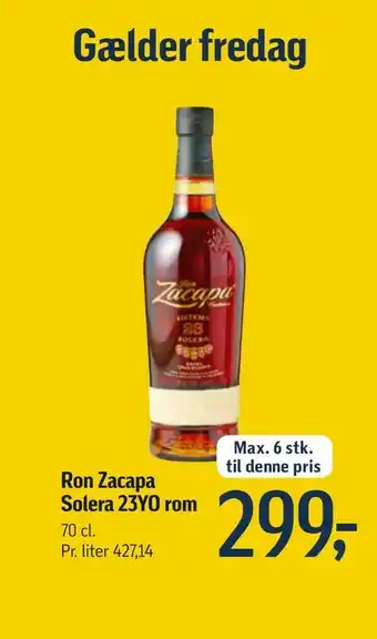 Føtex Ron Zacapa Solera 23YO rom tilbud