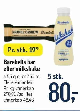 Føtex Barebells bar eller milkshake tilbud