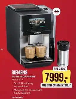 Skousen Siemens Espressomaskine TP725ET7 tilbud
