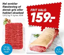 Bilka Hel ovnklar flæskesteg af dansk gris eller hakket oksekød tilbud
