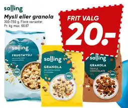 Bilka salling mysli eller granola tilbud