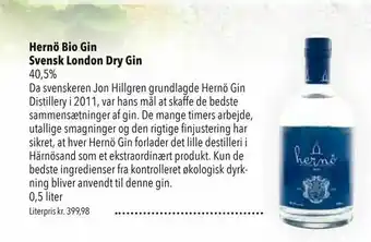 Citti Hernö Bio Gin Svensk London Dry Gin tilbud