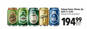 Citti Tuborg Classic, Pilsner Rå Guld eller 0,0%. tilbud