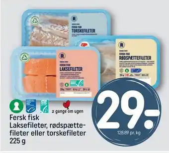 Fersk fisk Laksefileter, rødspætte fileter eller torskefileter