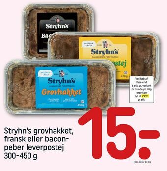 REMA 1000 Stryhn's grovhakket, fransk eller bacon peber leverpostej tilbud