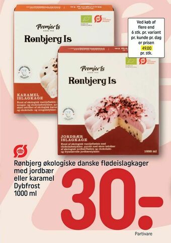 Rønbjerg økologiske danske flødeislagkager med jordbær eller karamel