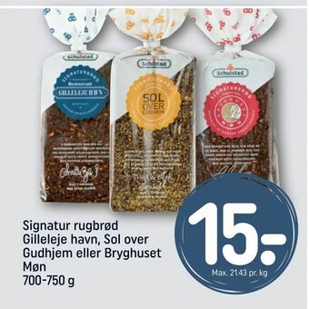 REMA 1000 Signatur rugbrød Gilleleje havn, Sol over Gudhjem eller Bryghuset Møn tilbud