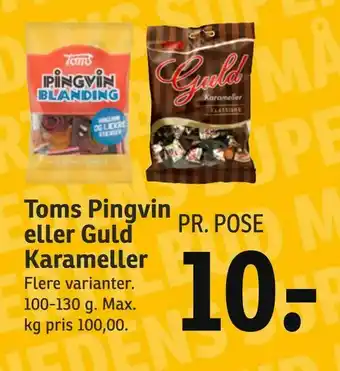 SPAR Toms Pingvin eller Guld Karameller tilbud