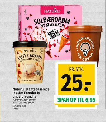 SPAR Naturli' plantebaserede is eller Premier Is underground is tilbud
