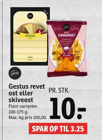 SPAR Gestus revet ost eller skiveost tilbud