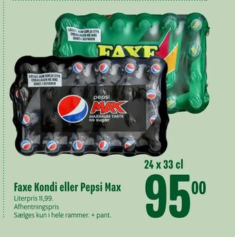 Min Købmand Faxe Kondi eller Pepsi Max tilbud