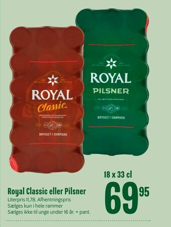 Min Købmand Royal Classic eller Pilsner tilbud